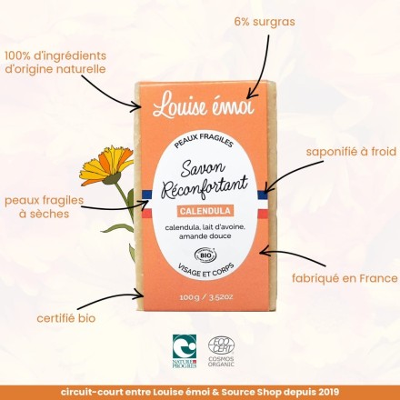 Savon solide Calendula et Lait d'avoine Bio - 100g - Louise émoi