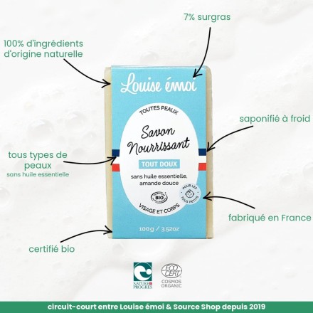 Savon Neutre bébés & enfants Bio - Tout doux - 100g - Louise Émoi