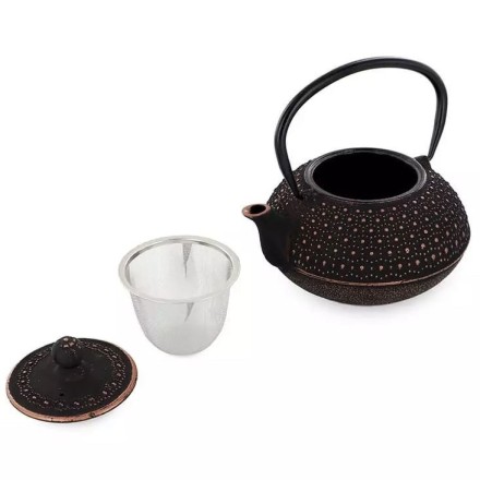 Théière en fonte Sui noire et dorée 0.8L – Aromandise