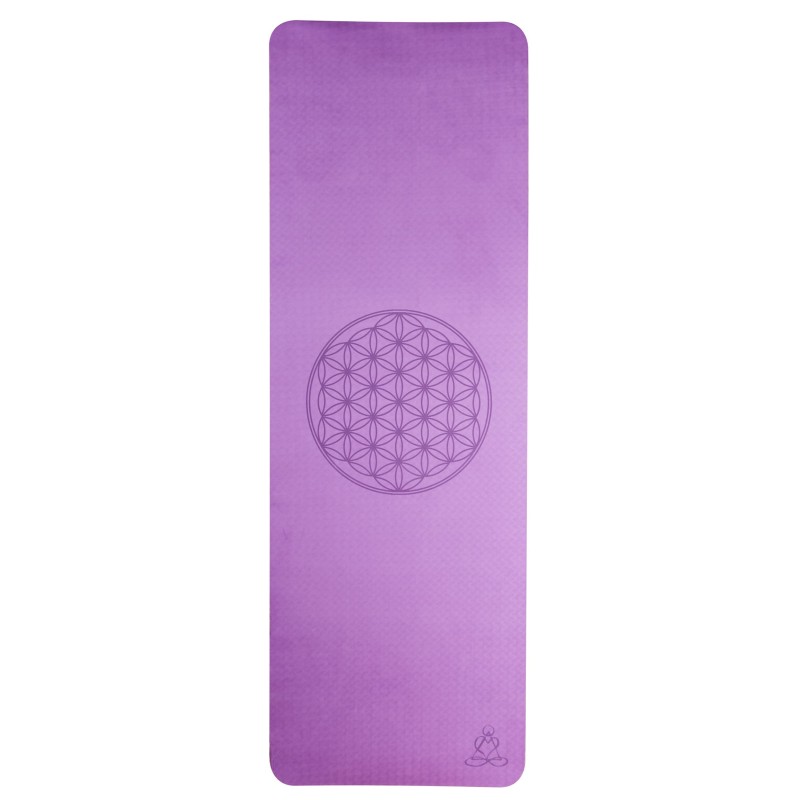 Tapis de yoga violet Fleur de Vie – Antidérapant & écologique