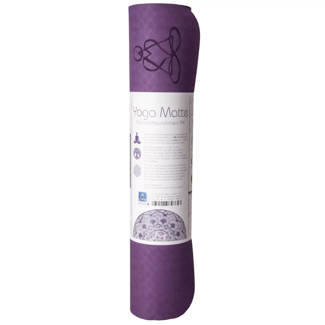 Tapis de yoga violet Fleur de Vie – Antidérapant & écologique