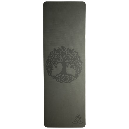 Tapis de yoga vert foncé Arbre de Vie – Antidérapant & écologique