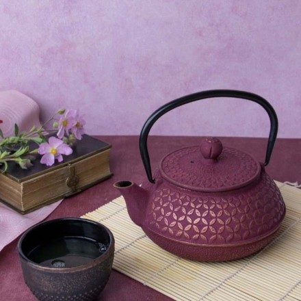 Théière Tsubaki en fonte rose vermillon 0.6L – Aromandise