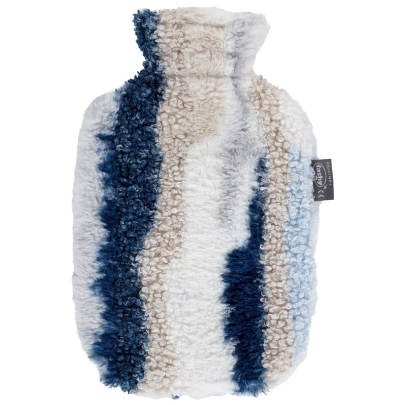 Bouillotte à eau Polaire Marbrée Bleu & Gris 2L – Fabrication Allemande