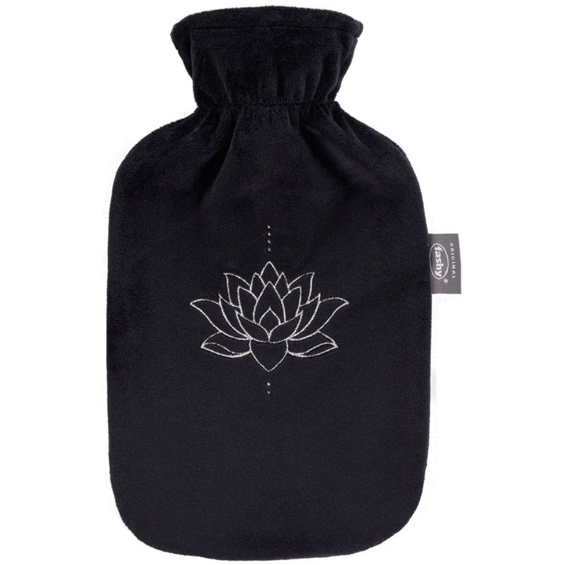 Bouillotte à eau Polaire noire Lotus 2L – Fabrication Allemande