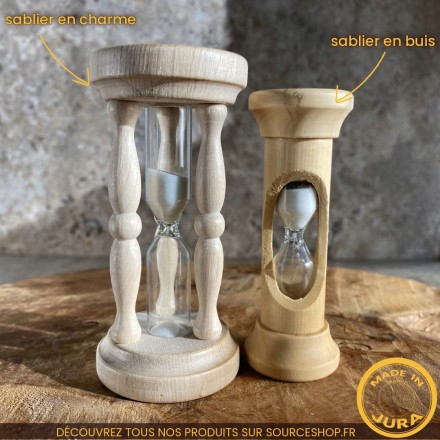 Sablier artisanal en bois du Jura