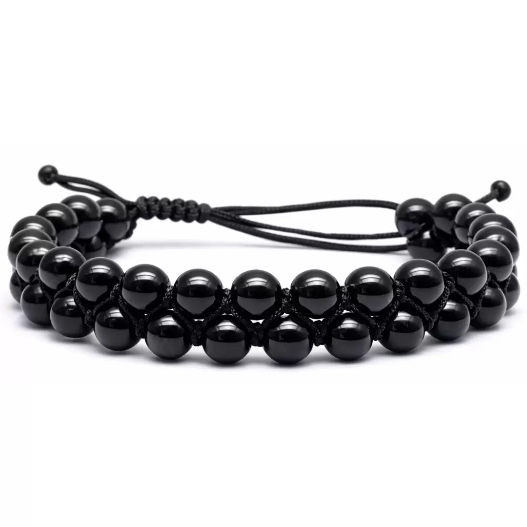 Bracelet double en Agate noire - Ancrage, apaisement & sincérité