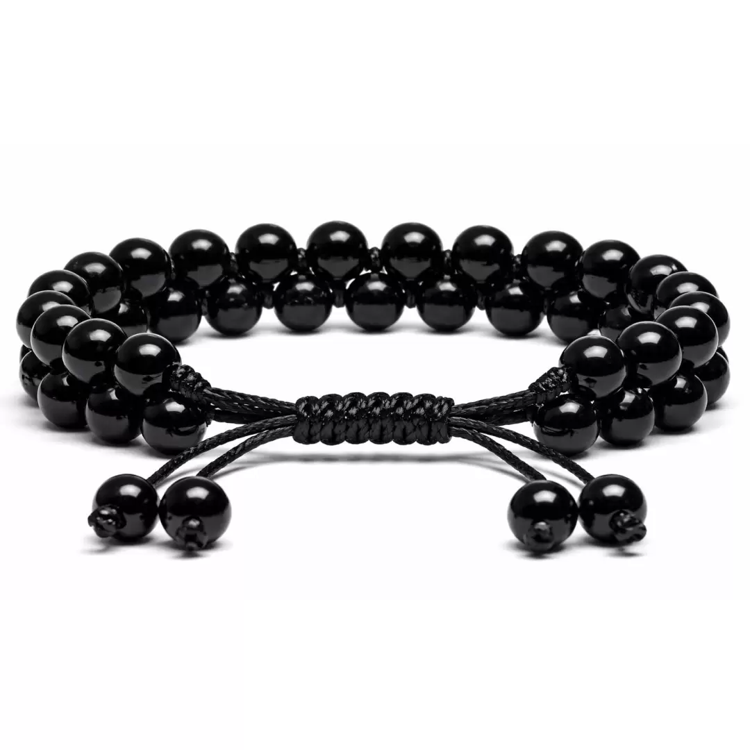 Bracelet double en Agate noire - Ancrage, apaisement & sincérité
