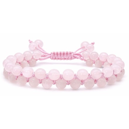 Bracelet double en Quartz rose - Qualité A