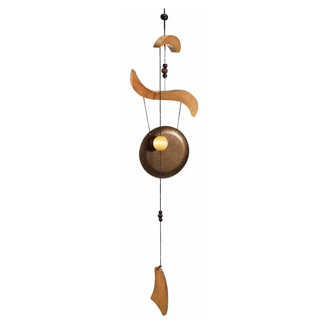 Carillon à vent Gong feng shui en bois - 80 cm