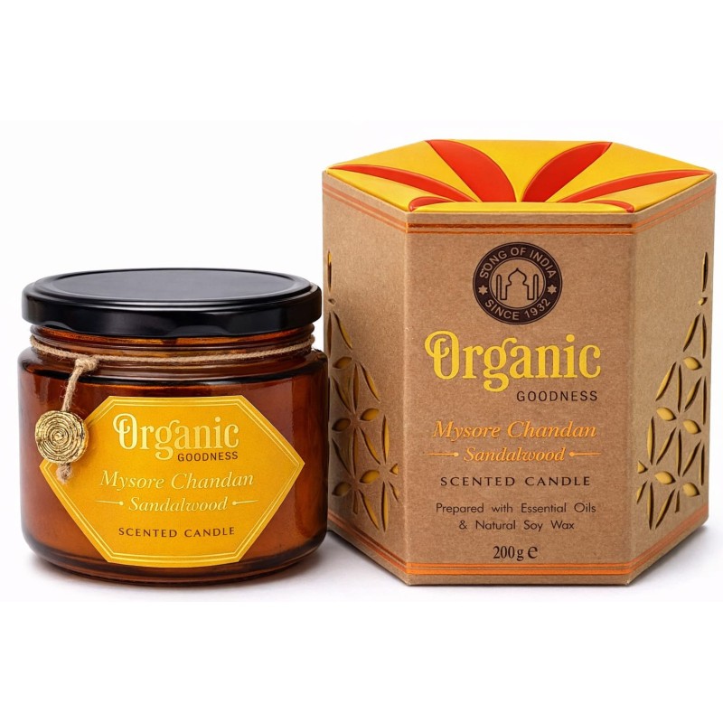 Bougie parfumée ayurvédique Bois de Santal - 200g - Organic Goodness