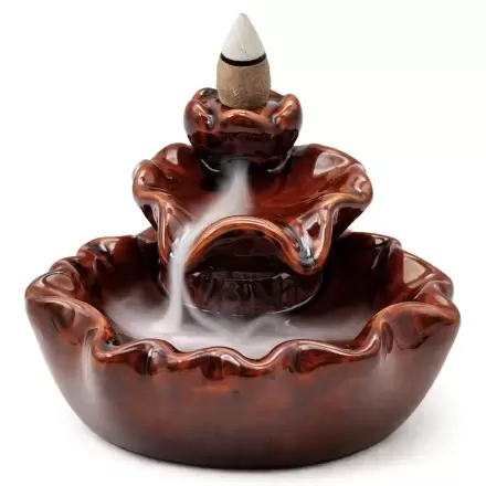 Brûle encens à refoulement Lotus rouge en céramique - Backflow
