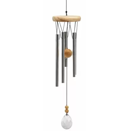 Carillon à vent à cinq tubes, bois & cristal - 48 cm