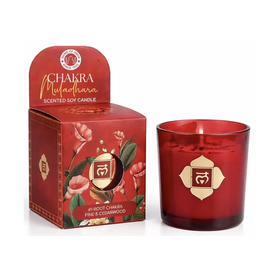 Bougie Pin, Cèdre & Jaspe Rouge – 1er chakra Muladhara - Song of India