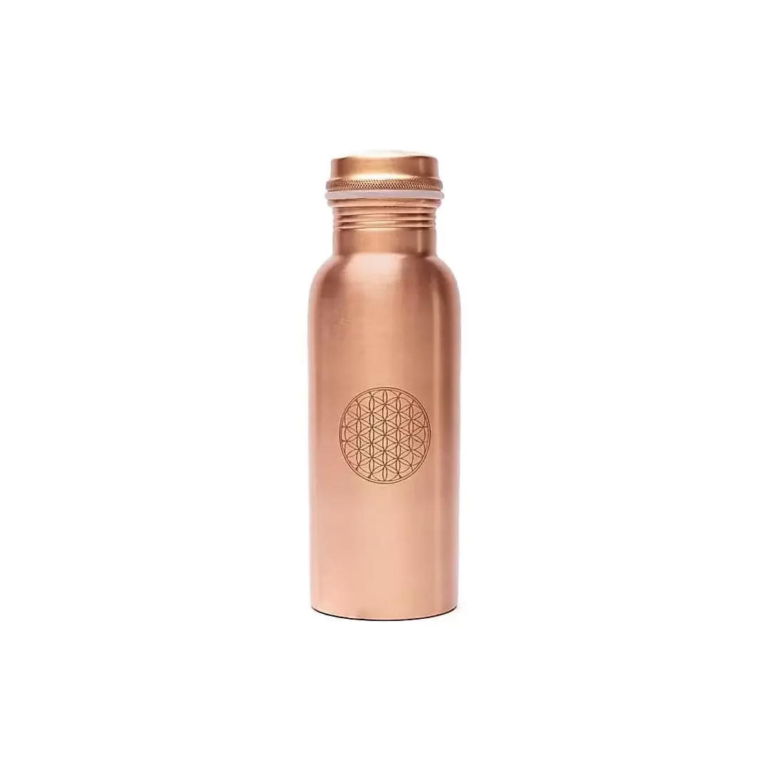 Gourde en cuivre pur Fleur de Vie – Bouteille ayurvédique 500 ml