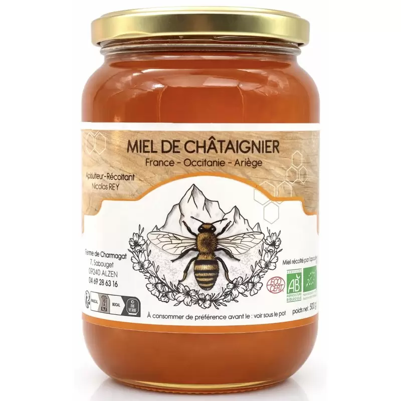 Miel de Châtaigner BIO des Pyrénées - Ferme de Charmagat