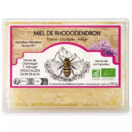 Miel en rayon de Rhododendron BIO des Pyrénées - Ferme de Charmagat