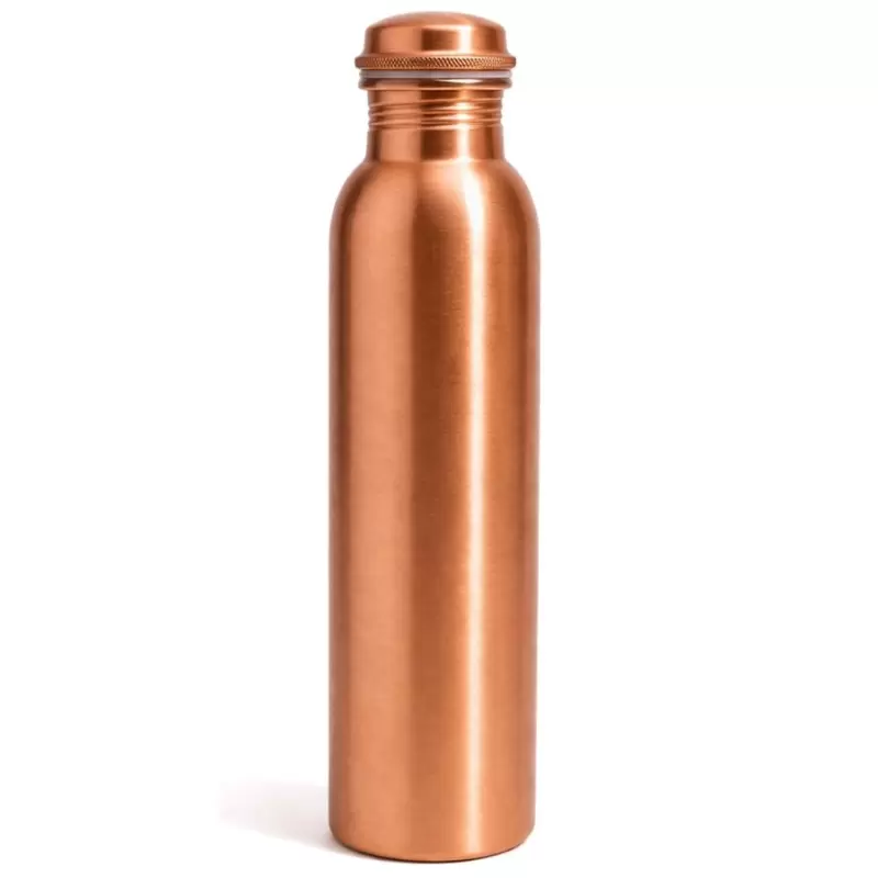Gourde en cuivre pur lisse 950ml - bouteille cuivre ayurvedique minimaliste