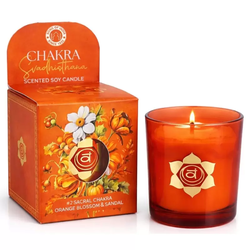 Bougie Fleur d'Oranger, Santal & Cornaline – Chakra Sacré | Song of India