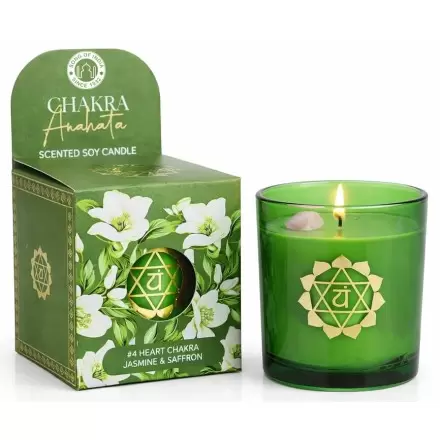Bougie Jasmin, Safran & Quartz rose – Chakra Coeur | Song of India