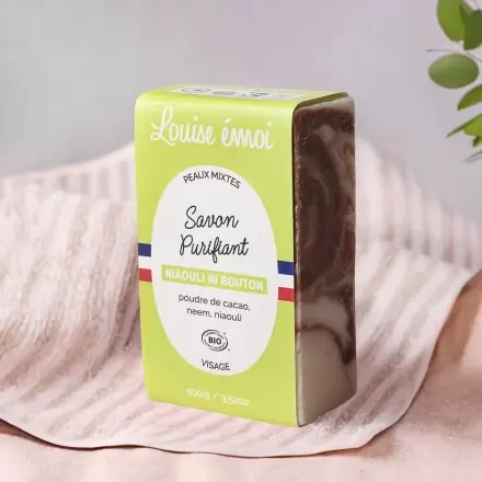 Savon purifiant neem & niaouli bio saponifié à froid – Niaouli Ni Bouton | Louise émoi