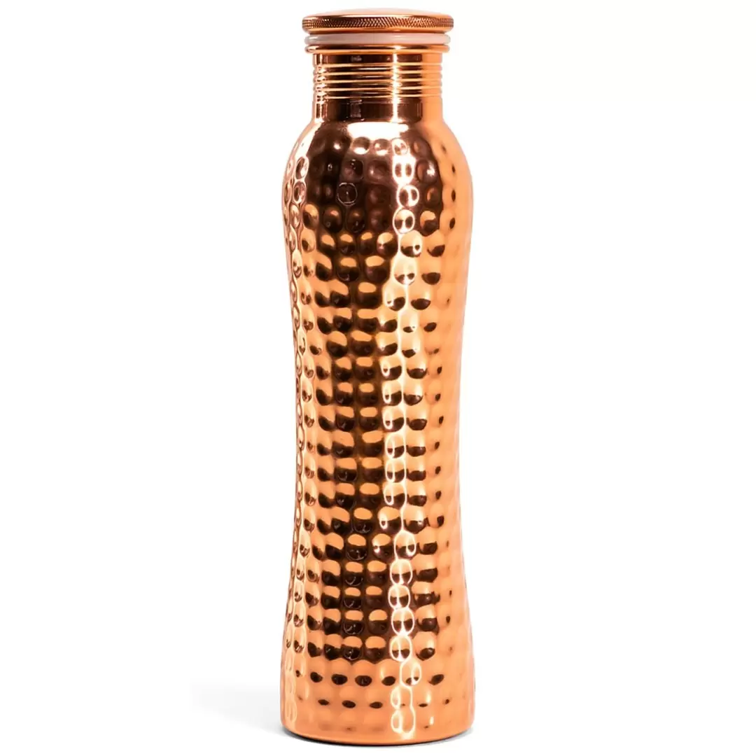 Gourde cuivre martelé courbée 950ml – Bouteille ayurvédique