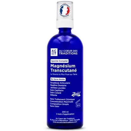 Magnésium Transcutané - Huile de magnésium marin 100ml ou 200ml - Au Cœur des Traditions