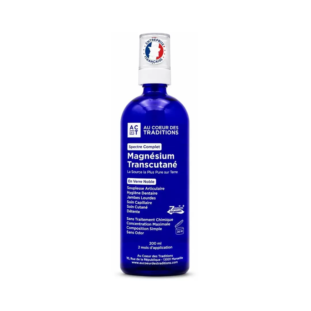 Magnésium Transcutané - Huile de magnésium marin 100ml ou 200ml - Au Cœur des Traditions