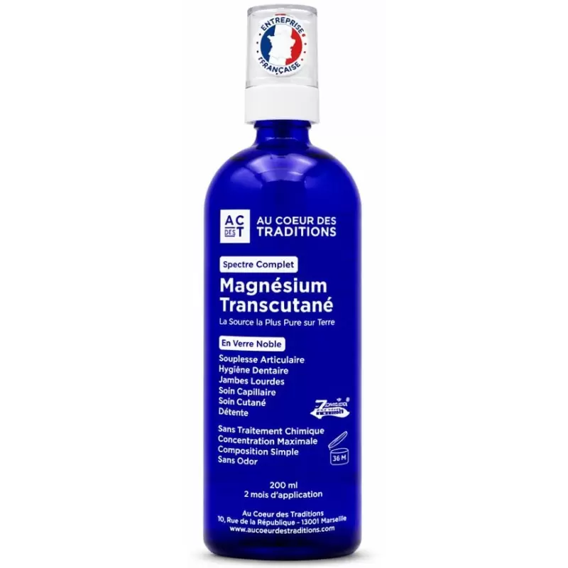 Magnésium Transcutané - Huile de magnésium marin 100ml ou 200ml - Au Cœur des Traditions