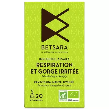 Infusion bio Respiration & Gorge Irritée au ravintsara, mauve, hysope - Latsaka de Betsara