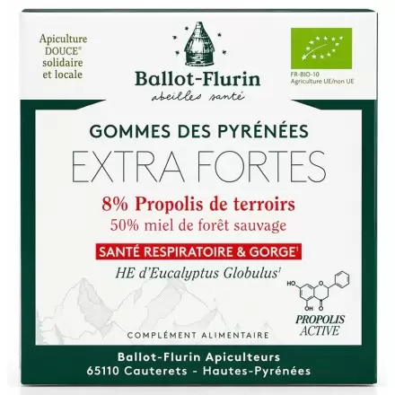 Gommes des Pyrénées Extra Fortes – Propolis & miel bio | Ballot-Flurin