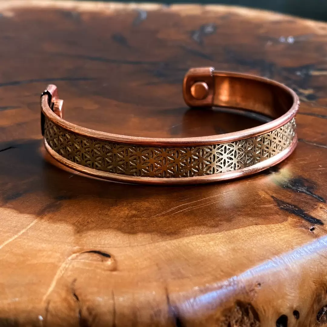 Bracelet cuivre magnétique fleur de vie – cuivre pur & aimants