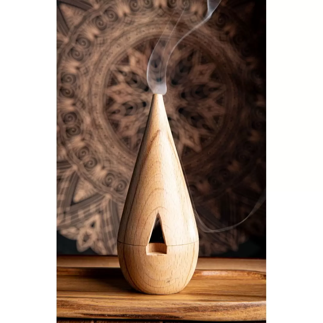 Brûleur à cônes d'encens en bois de hêtre | Fabrication artisanale
