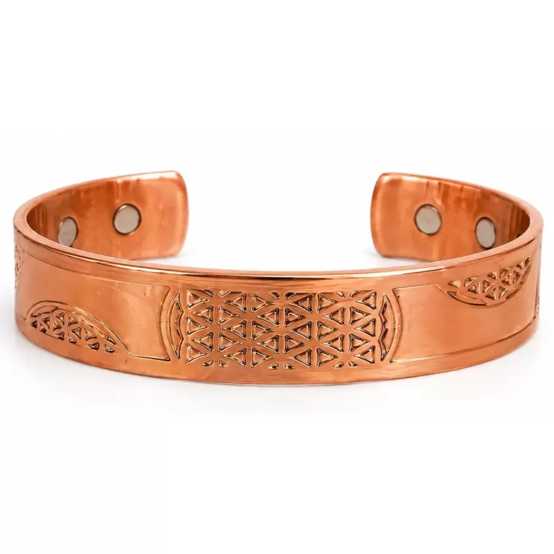 Bracelet magnétique en cuivre Fleur de Vie avec 6 aimants