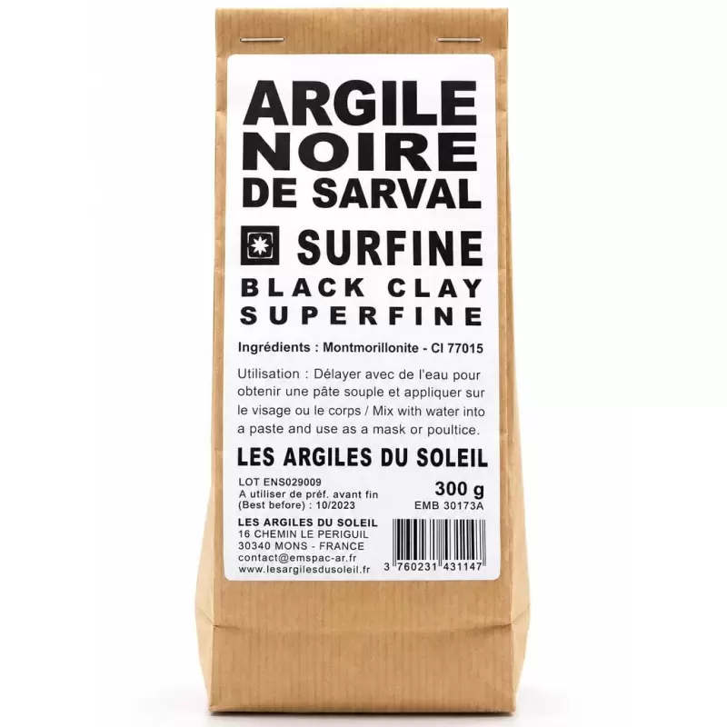 Argile noire surfine - Les Argiles du Soleil