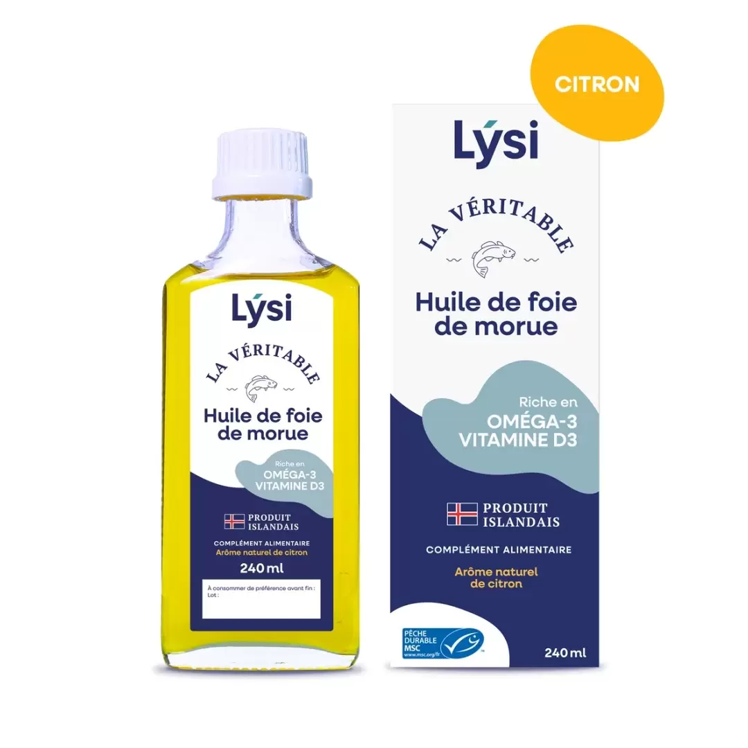 Huile de foie de morue au citron - Oméga 3 - Lýsi 240 ml