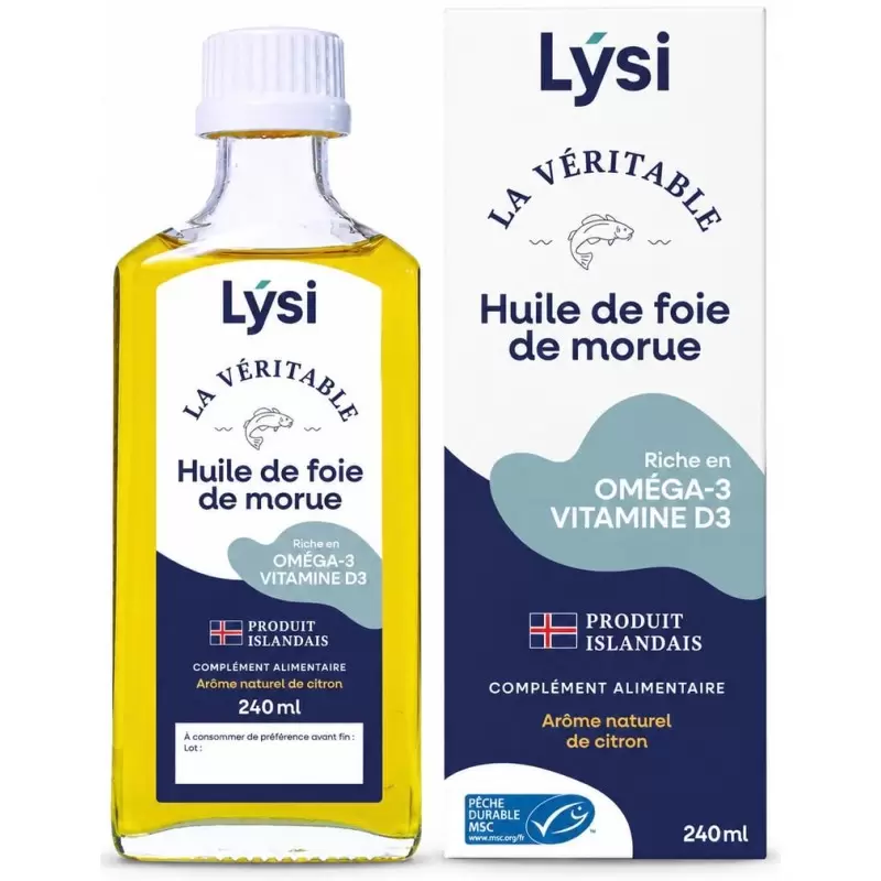 Huile de foie de morue au citron - Oméga 3 - Lýsi 240 ml