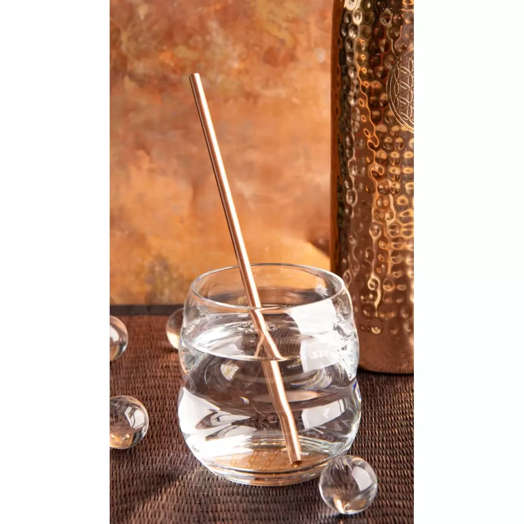 Paille Réutilisable en Cuivre Pur – Ayurveda | 20 cm