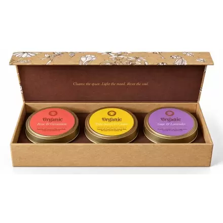 Coffret Cadeau 3 Bougies Naturelles Organic Goodness – Song of India