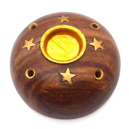 Porte encens rond en bois
