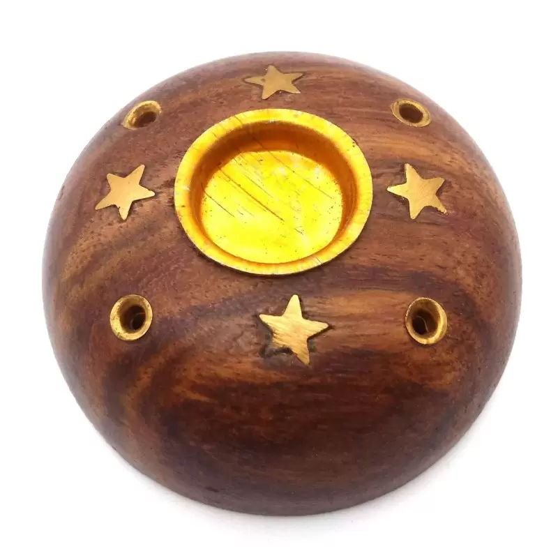 Porte encens rond en bois