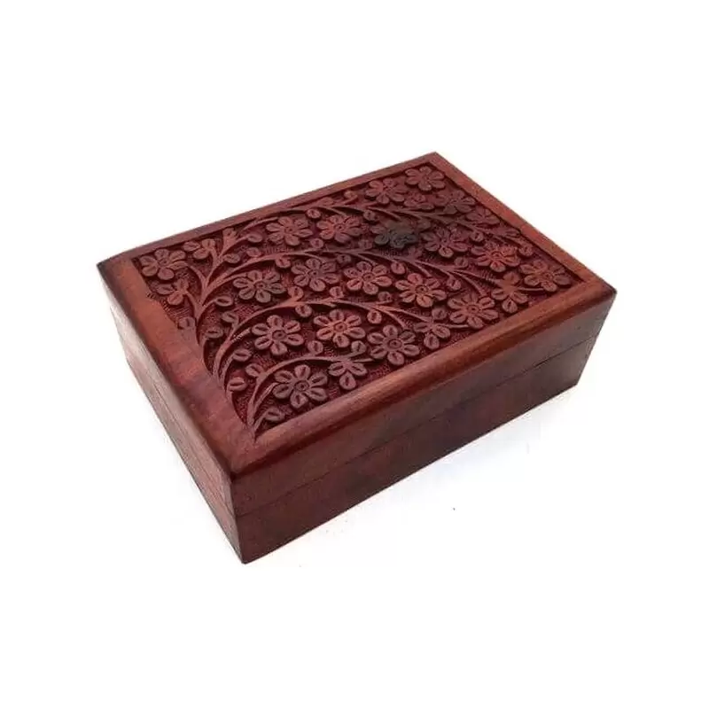 Coffret Fleurs en bois sculpté