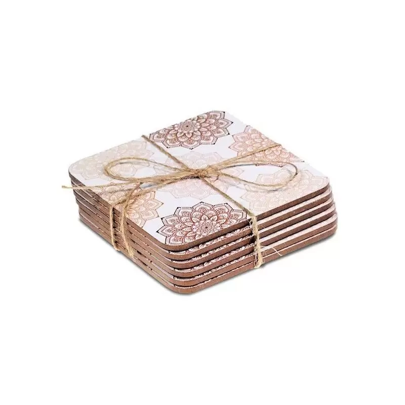 Lot de 6 Sous verres Fleur de Vie rose
