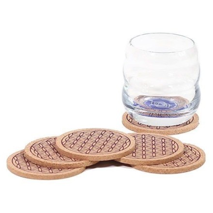 Lot de 6 Sous verres Fleur de Vie en liège