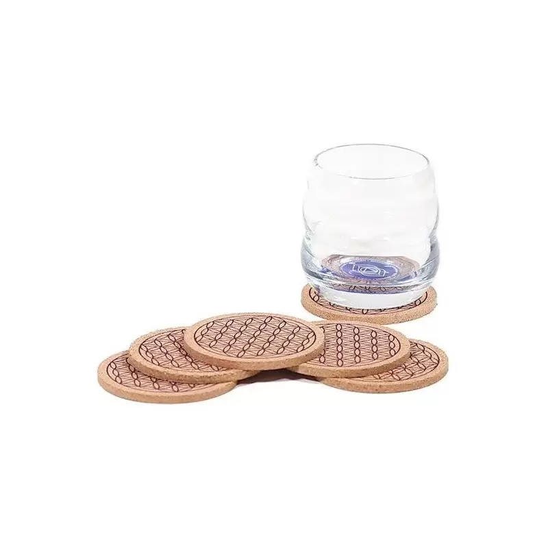 Lot de 6 Sous verres Fleur de Vie en liège