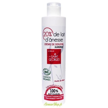 Crème de douche BIO au lait d'ânesse & rose - peaux sèches & sensibles - Le Prieuré de Saint Georges