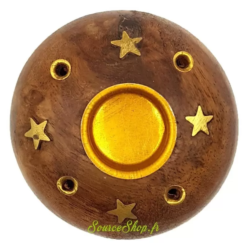 Porte encens rond en bois