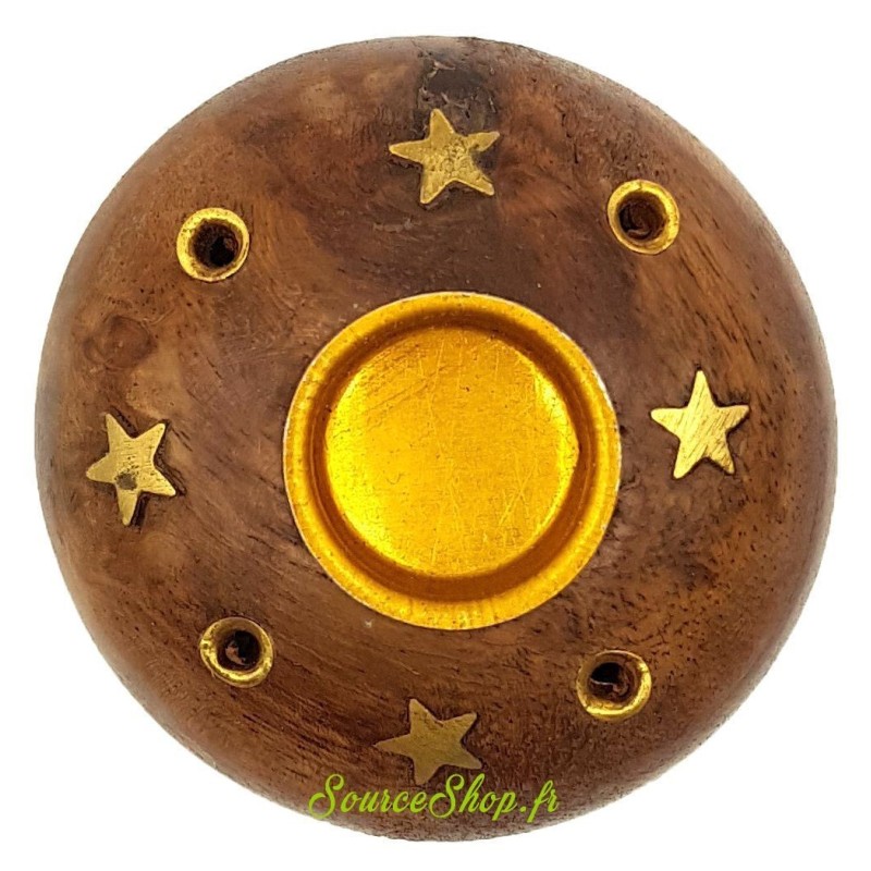 Porte encens rond en bois