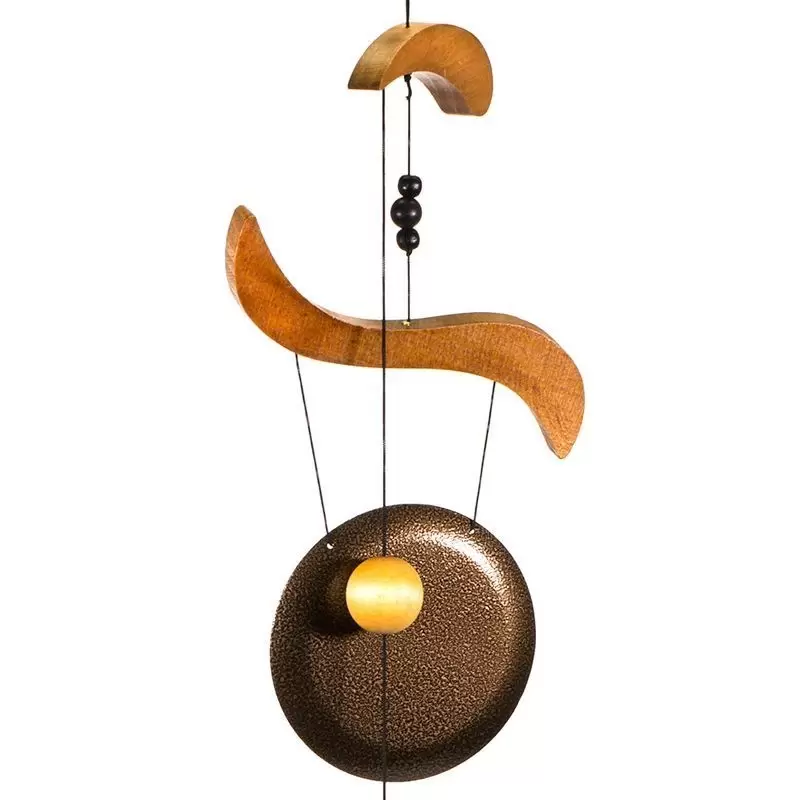 Carillon à vent Gong feng shui en bois - 80 cm