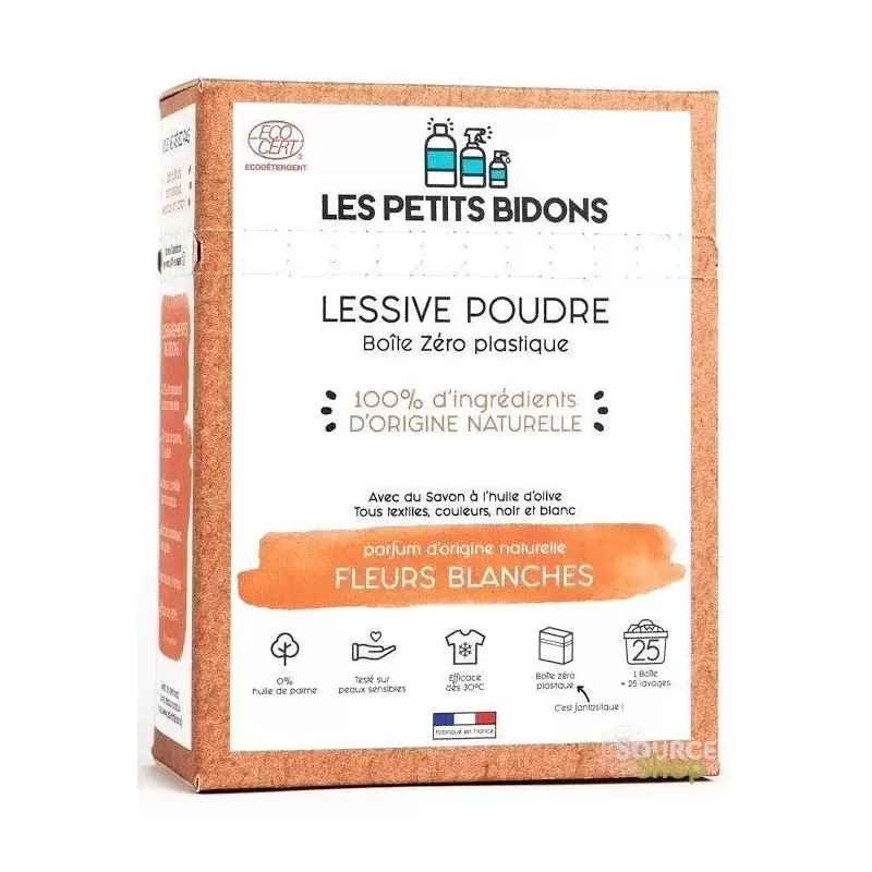 Lessive en poudre BIO fleurs blanches - 875g - Les Petits Bidons